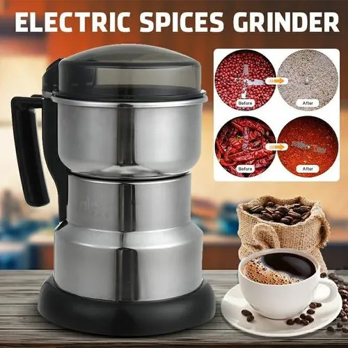 300W Stainless Steel Electric Grinder – Multifunctional Coffee Bean, Spice & Grain Mill …