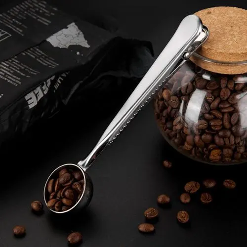 Mouniubull Stainless Steel Coffee Scoop with Bag Sealing Clip, 2-in-1 Coffee Measuring S…