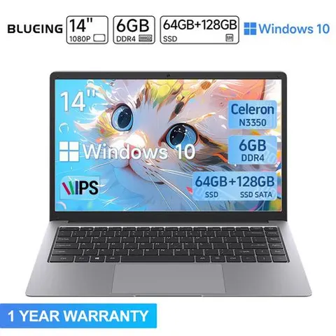 Blueing 14" Laptop N3350 6GB+192GB SSD Portable Computer Student Pc