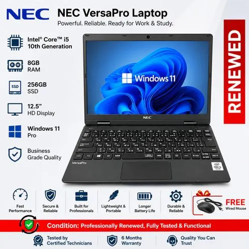 Nec N ec Refurbished Laptop, 10th Generation Core i5, 12.5-inch Windows 11 pro, MS Offi…