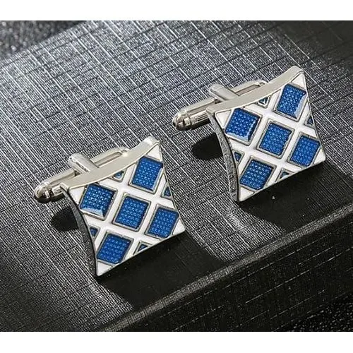 SZ Square White and Blue Cufflink