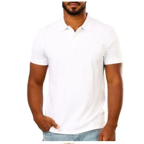 Heavy-duty Plain Cotton Polo T-shirt- White