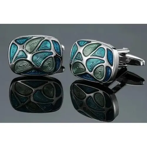 SZ Silver with green and blue drops design Cufflink