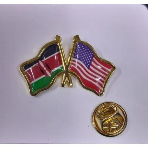 Kenya and the USA Crossed Flags Lapel Pin