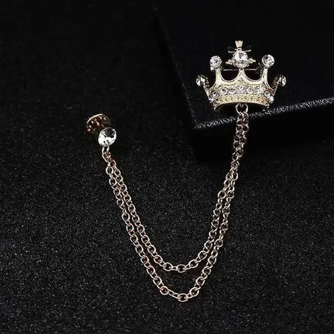 Lapel Brooch King Crown Chain (Choose Color)