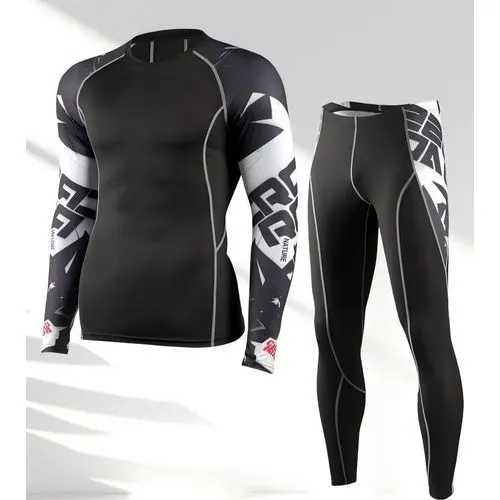 Men's long-sleeved sports fitness suit, quick-drying, super elastic