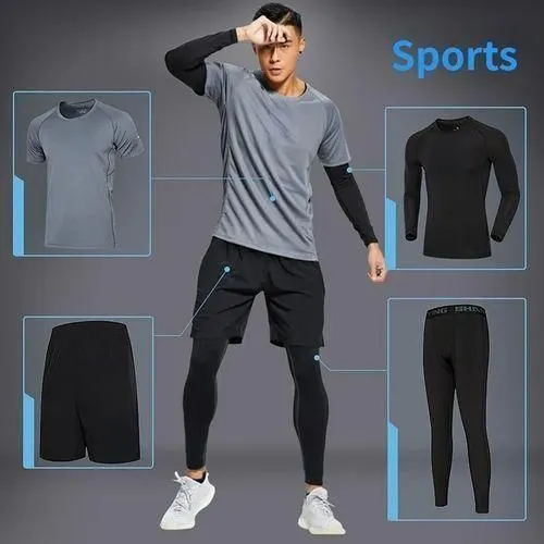 4-Piece Men's Fitness Set, Quick-Drying Bodycon Clothing, Sportswear